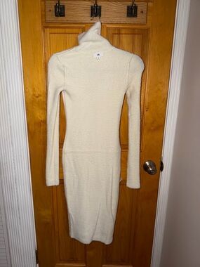 LPA Cream Long-Sleeve Turtleneck Midi Dress